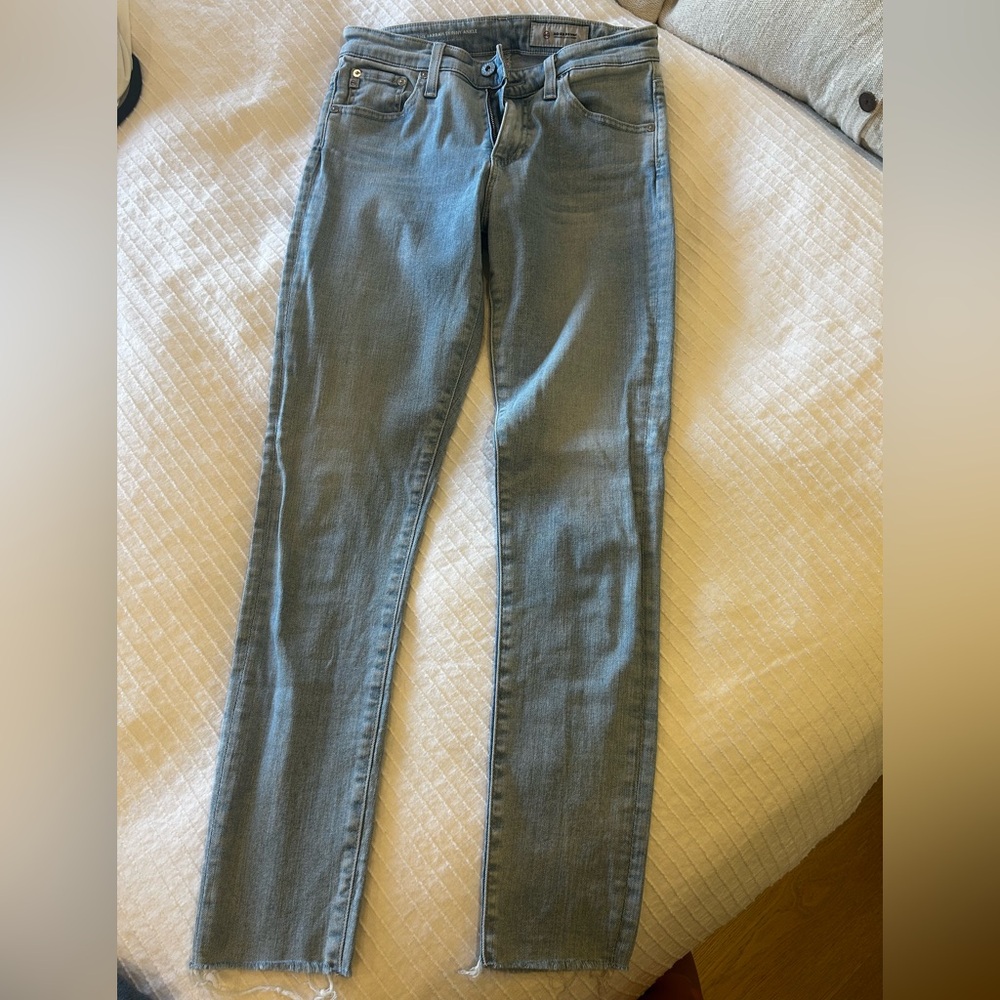 AG Women’s Slim Straight Jeans in Faded Blue
